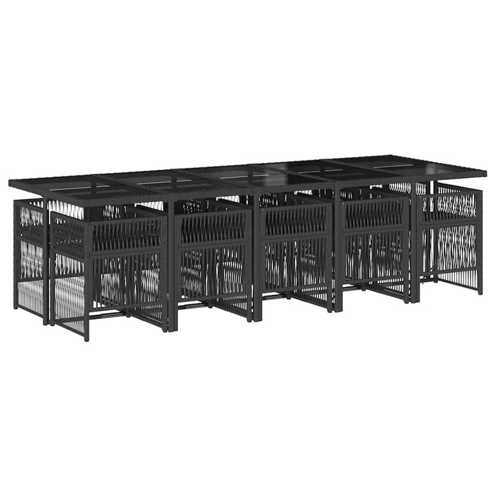 Set mobilier de exterior cu perne, 11 piese, negru, poliratan - WALTI WALTI