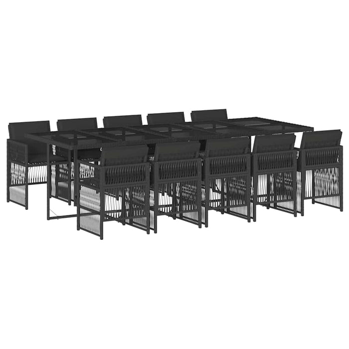 Set mobilier de exterior cu perne, 11 piese, negru, poliratan - WALTI WALTI