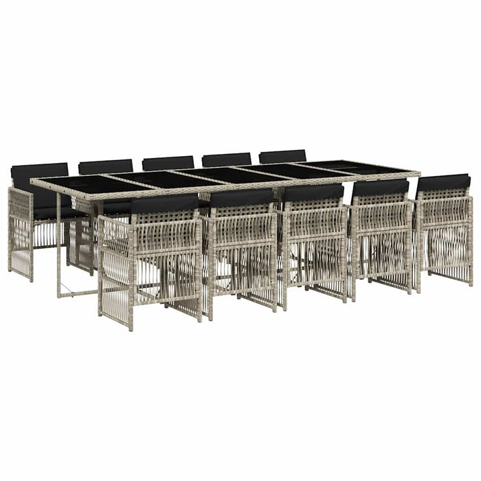 Set mobilier de grădină cu perne 11 piese gri deschis poliratan - WALTI WALTI