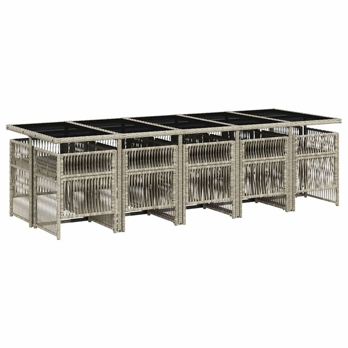 Set mobilier de grădină cu perne 11 piese gri deschis poliratan - WALTI WALTI