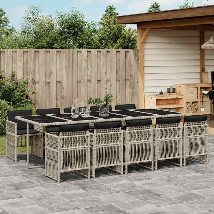 Set mobilier de grădină cu perne 11 piese gri deschis poliratan - WALTI WALTI