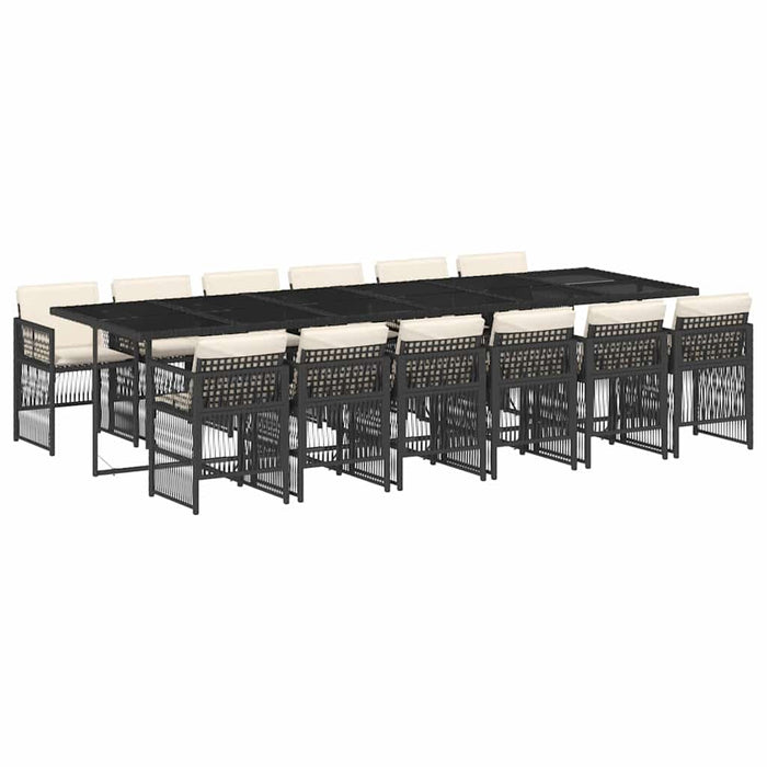 Set mobilier de grădină cu perne, 13 piese, negru, poliratan - WALTI WALTI