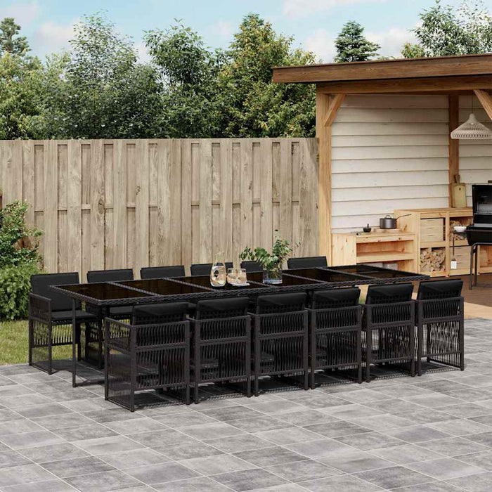 Set mobilier de grădină cu perne, 13 piese, negru, poliratan - WALTI WALTI