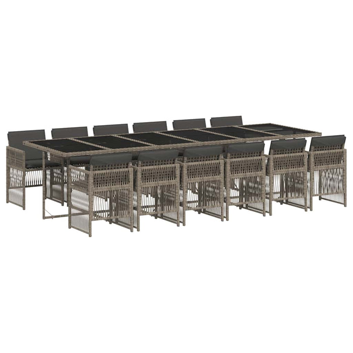 Set mobilier de grădină cu perne, 13 piese, gri, poliratan - WALTI WALTI