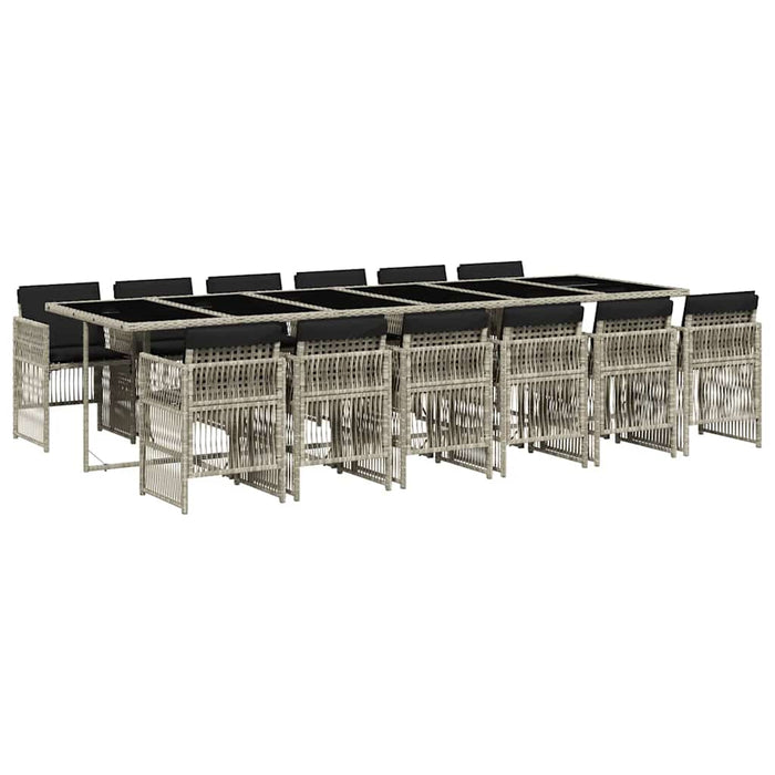 Set mobilier de grădină cu perne 13 piese gri deschis poliratan - WALTI WALTI