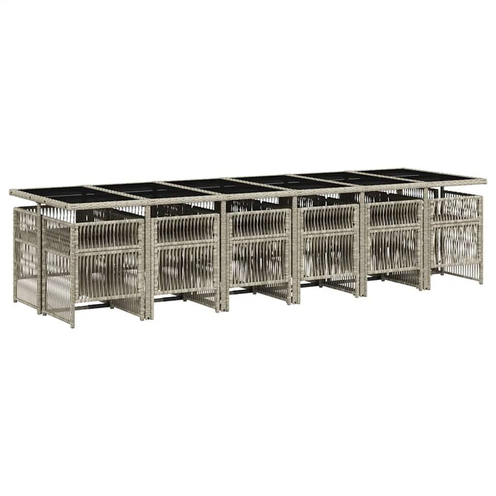 Set mobilier de grădină cu perne 13 piese gri deschis poliratan - WALTI WALTI