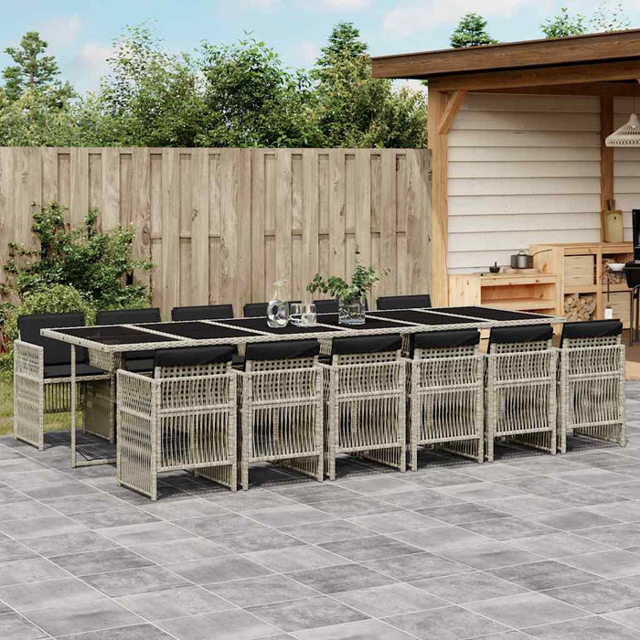 Set mobilier de grădină cu perne 13 piese gri deschis poliratan - WALTI WALTI
