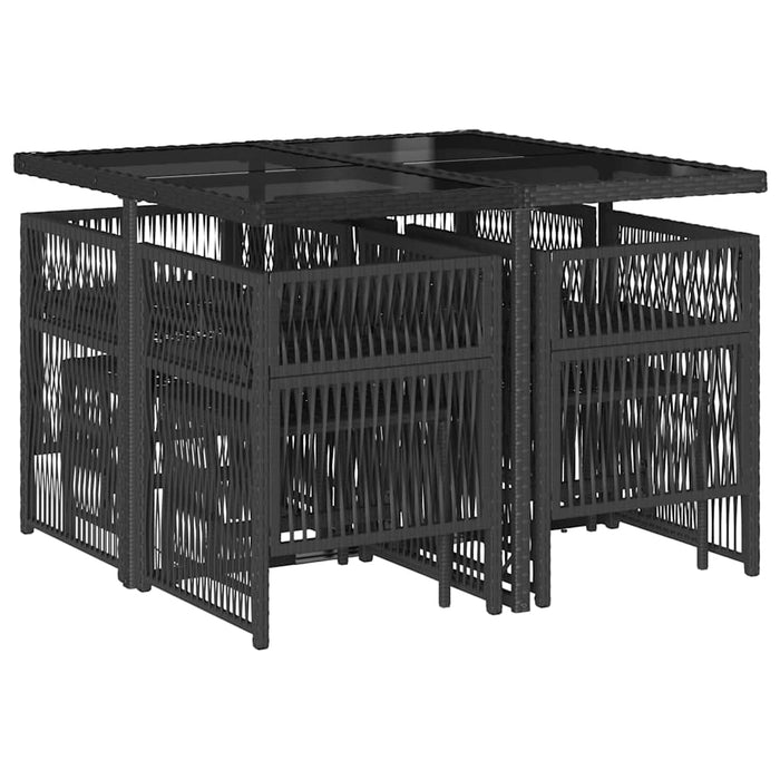 Set mobilier de grădină cu perne, 9 piese, negru, poliratan - WALTI WALTI