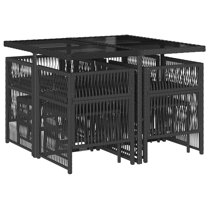 Set mobilier de grădină cu perne, 9 piese, negru, poliratan - WALTI WALTI