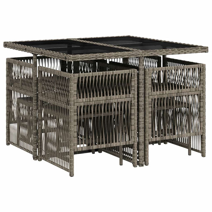 Set mobilier grădină cu perne, 9 piese, gri, poliratan - WALTI WALTI
