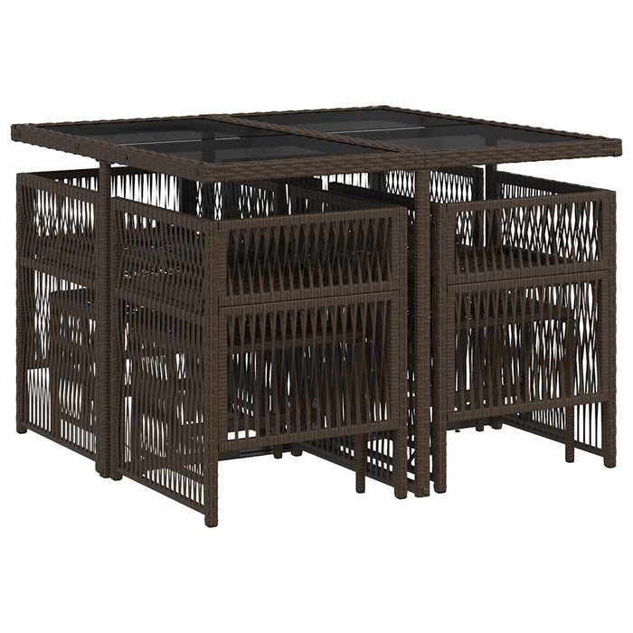 Set mobilier de grădină cu perne, 9 piese, maro, poliratan WALTI