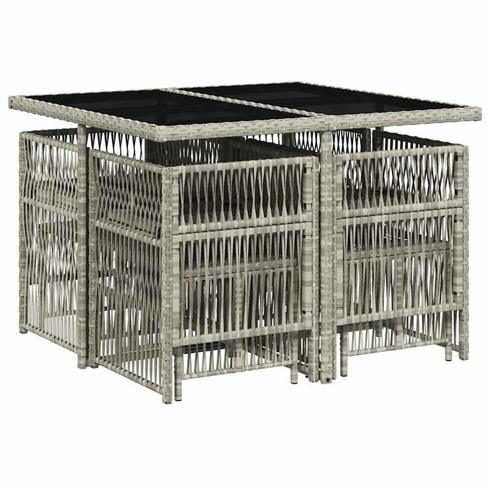Set mobilier grădină cu perne, 9 piese, gri deschis, poliratan WALTI