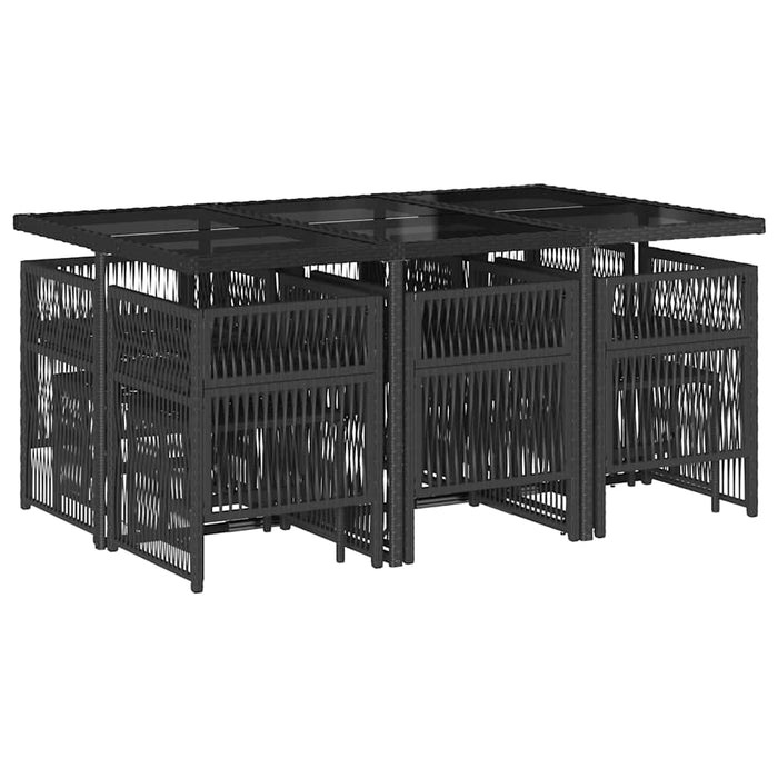 Set mobilier de exterior cu perne, 11 piese, negru, poliratan - WALTI WALTI