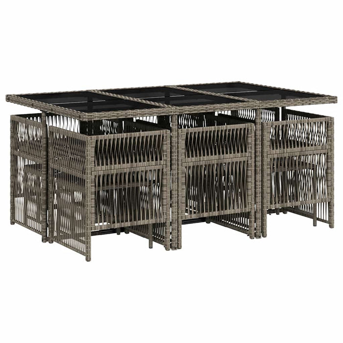 Set mobilier de grădină cu perne, 11 piese, gri, poliratan WALTI