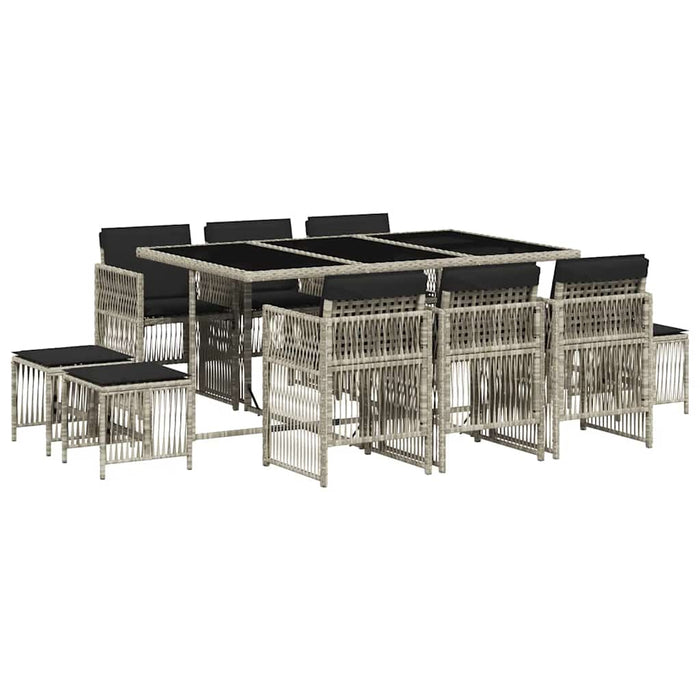 Set mobilier de grădină cu perne 11 piese gri deschis poliratan - WALTI WALTI