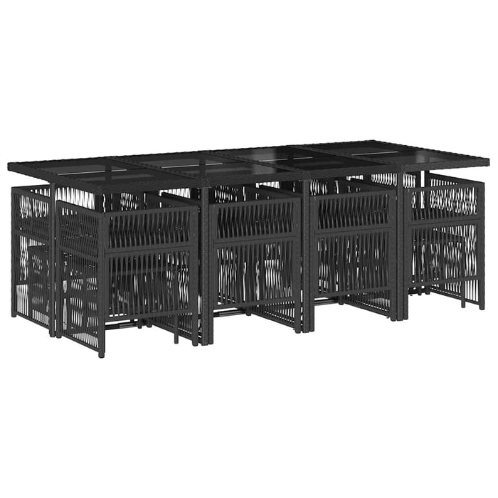 Set mobilier de grădină cu perne, 13 piese, negru, poliratan - WALTI WALTI