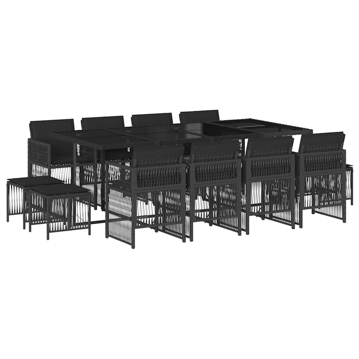 Set mobilier de grădină cu perne, 13 piese, negru, poliratan - WALTI WALTI