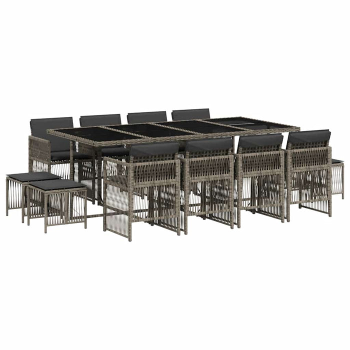 Set mobilier de grădină cu perne, 13 piese, gri, poliratan - WALTI WALTI