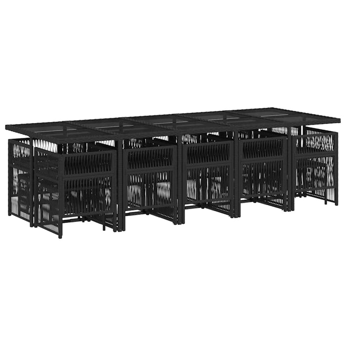 Set mobilier de grădină cu perne, 15 piese, negru, poliratan - WALTI WALTI