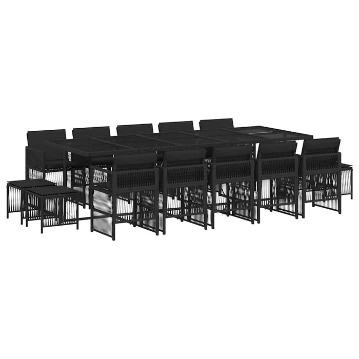 Set mobilier de grădină cu perne, 15 piese, negru, poliratan - WALTI WALTI