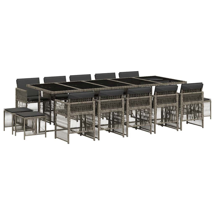 Set mobilier de grădină cu perne, 15 piese, gri, poliratan - WALTI WALTI
