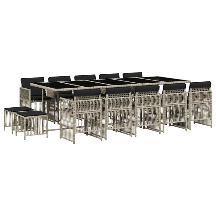 Set mobilier de grădină cu perne 15 piese gri deschis poliratan - WALTI WALTI