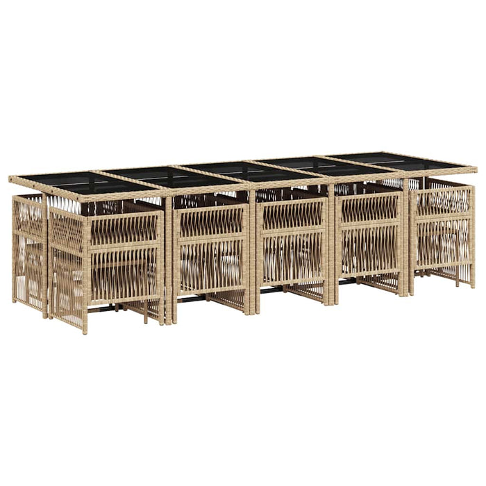Set mobilier grădină cu perne, 15 piese, bej combinat poliratan - WALTI WALTI