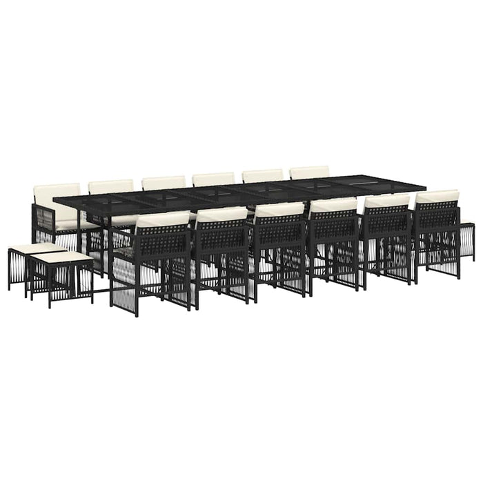 Set mobilier de grădină cu perne, 17 piese, negru, poliratan - WALTI WALTI