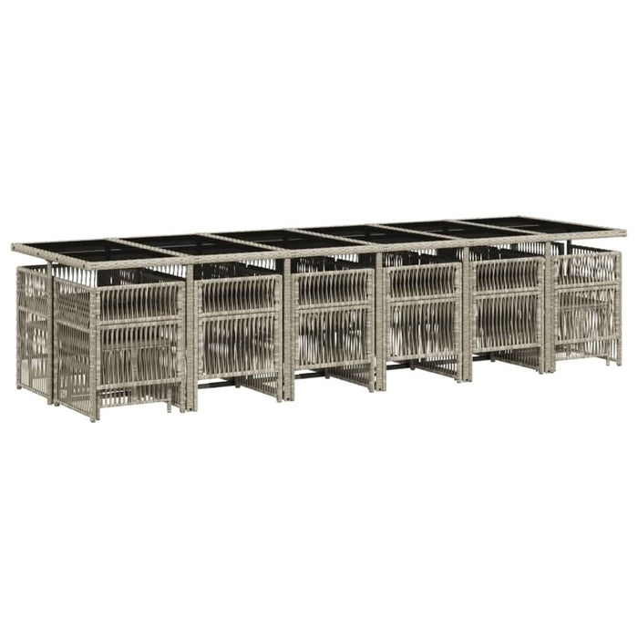 Set mobilier de grădină cu perne 17 piese gri deschis poliratan - WALTI WALTI