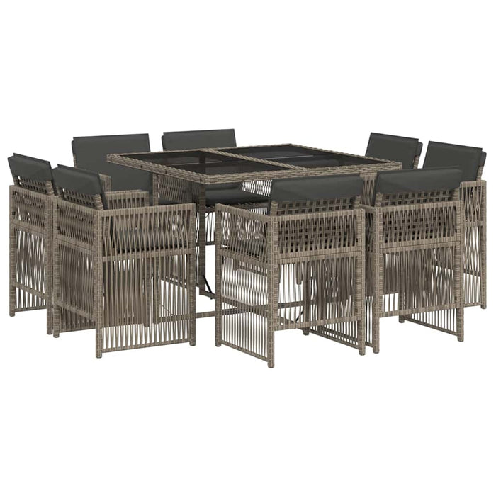 Set mobilier grădină cu perne, 9 piese, gri, poliratan - WALTI WALTI