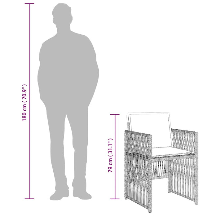 Set mobilier grădină cu perne, 9 piese, gri deschis, poliratan WALTI