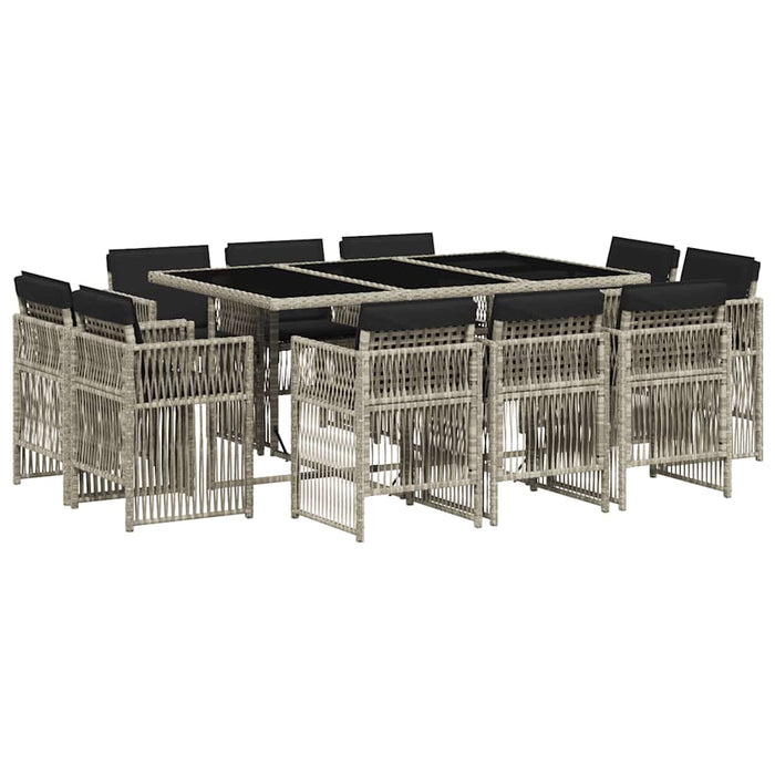 Set mobilier de grădină cu perne 11 piese gri deschis poliratan - WALTI WALTI