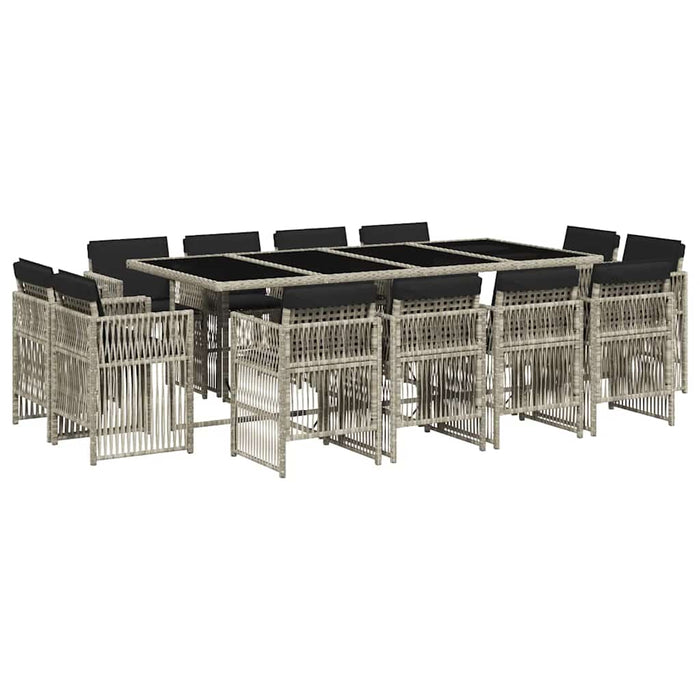 Set mobilier de grădină cu perne 13 piese gri deschis poliratan - WALTI WALTI
