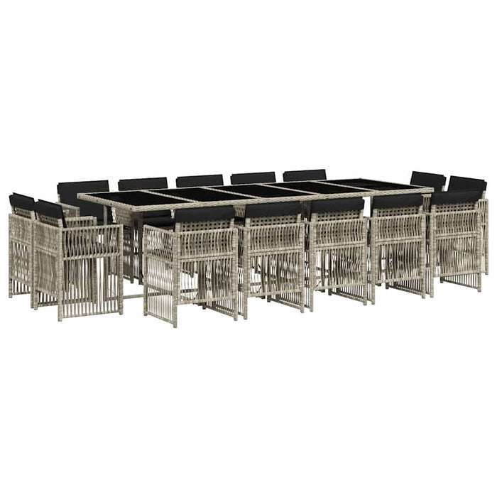 Set mobilier de grădină cu perne 15 piese gri deschis poliratan - WALTI WALTI