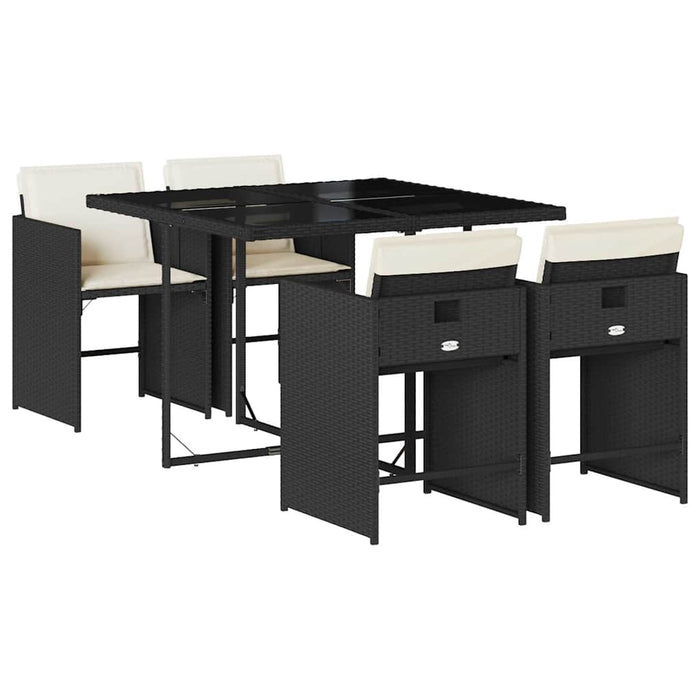 Set mobilier de grădină cu perne, 5 piese, negru, poliratan - WALTI WALTI