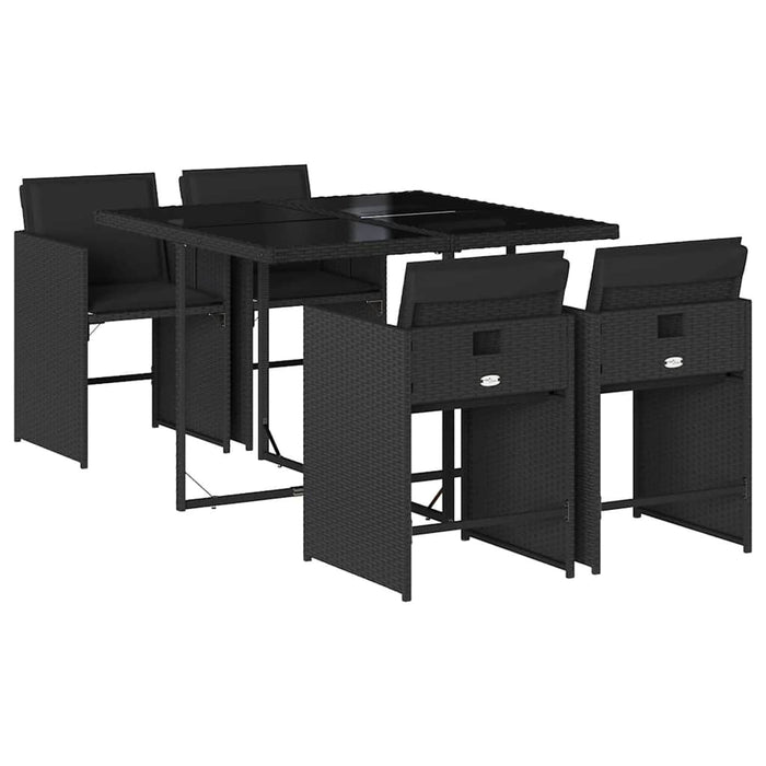 Set mobilier de grădină cu perne, 5 piese, negru, poliratan - WALTI WALTI