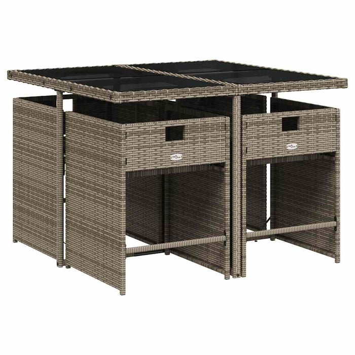 Set mobilier de grădină cu perne, 5 piese, gri, poliratan - WALTI WALTI
