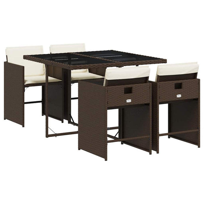 Set mobilier de grădină, 5 piese, cu perne, maro, poliratan - WALTI WALTI