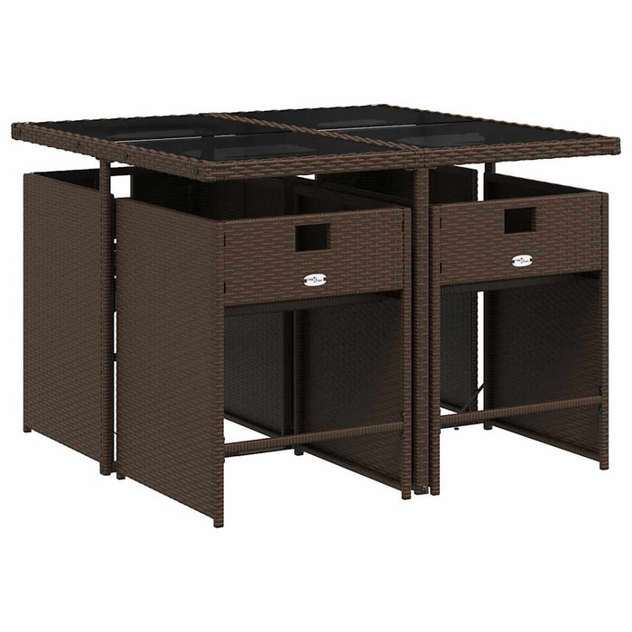 Set mobilier de grădină, 5 piese, cu perne, maro, poliratan - WALTI WALTI