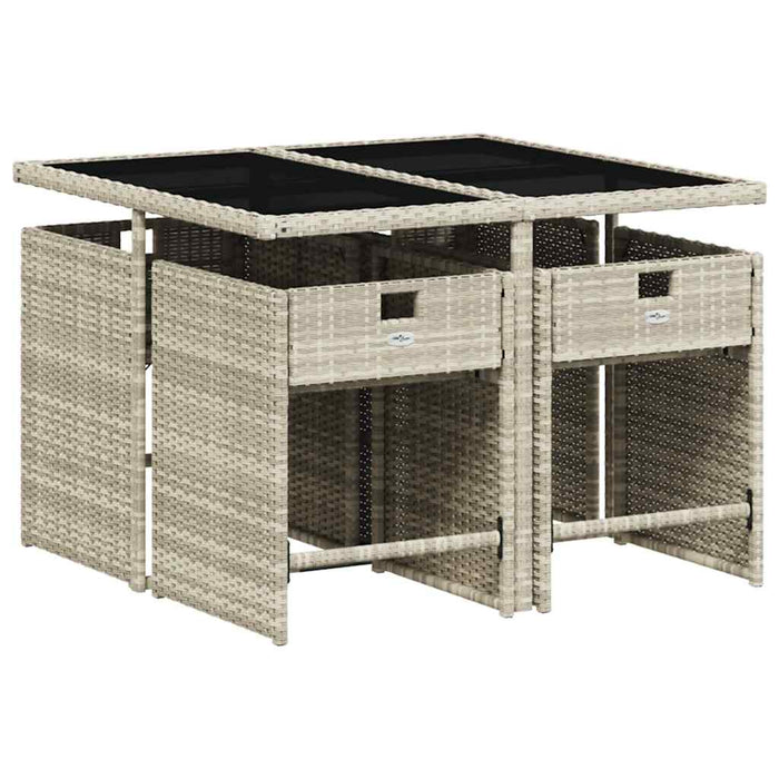 Set mobilier de grădină cu perne, 5 piese gri deschis poliratan - WALTI WALTI