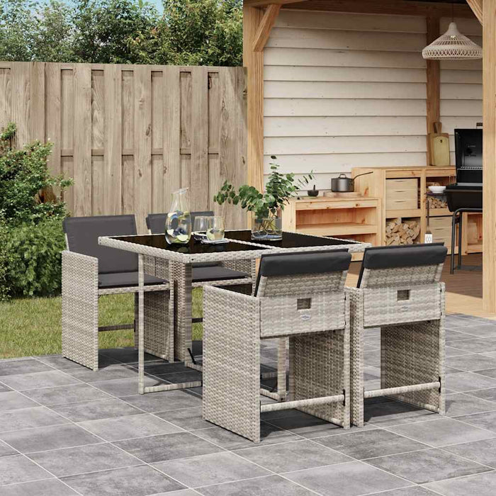 Set mobilier de grădină cu perne, 5 piese gri deschis poliratan - WALTI WALTI