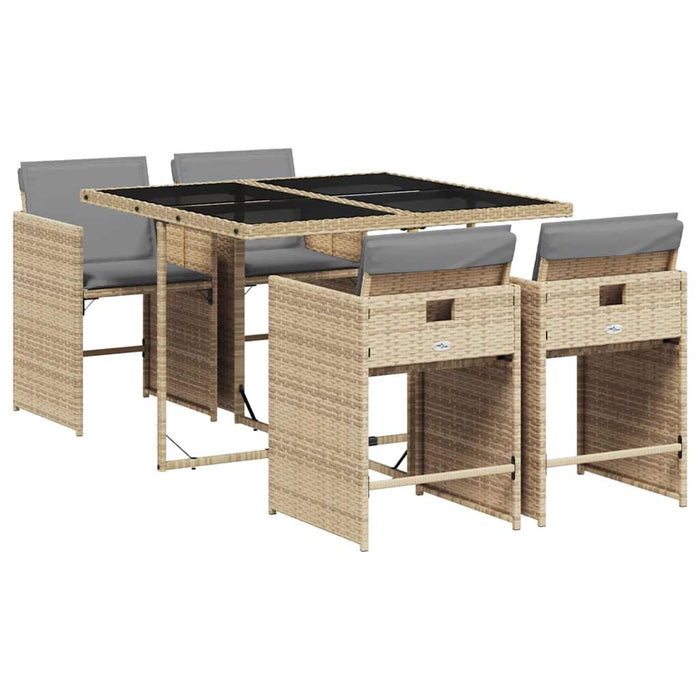 Set mobilier pentru grădină, 5 piese, cu perne, bej, poliratan - WALTI WALTI