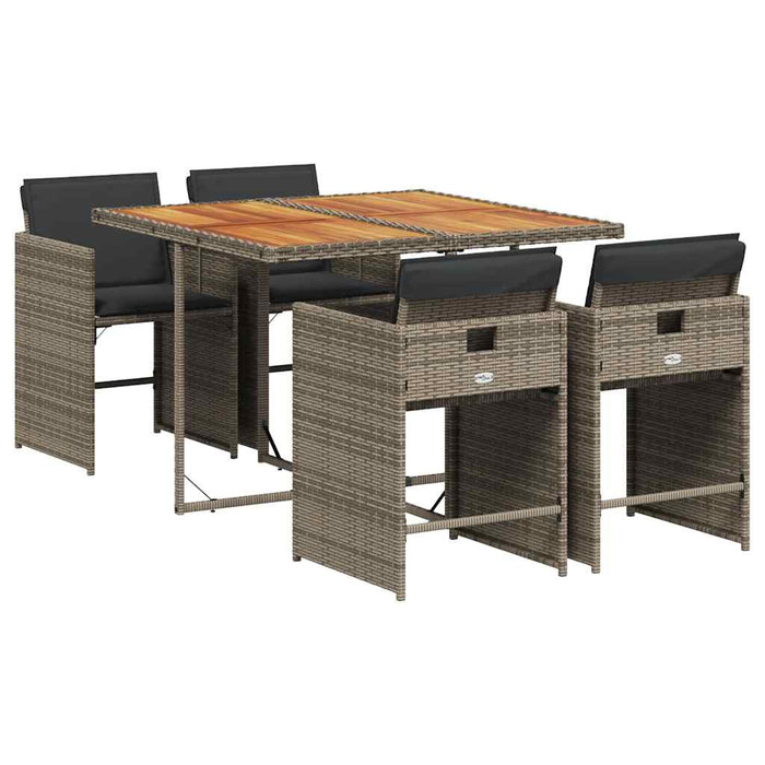Set mobilier de grădină cu perne, 5 piese, gri, poliratan - WALTI WALTI