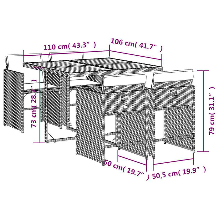 Set mobilier de grădină cu perne, 5 piese, negru, poliratan - WALTI WALTI