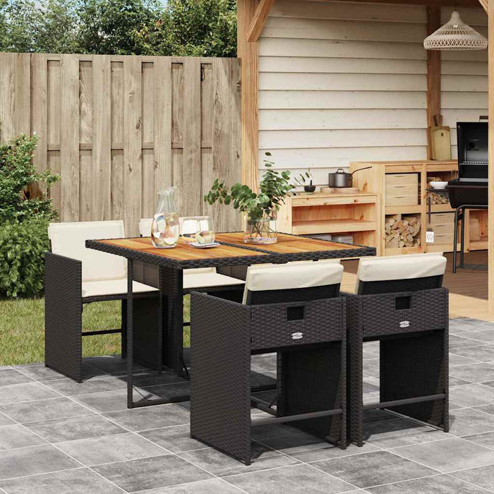 Set mobilier de grădină cu perne, 5 piese, negru, poliratan - WALTI WALTI
