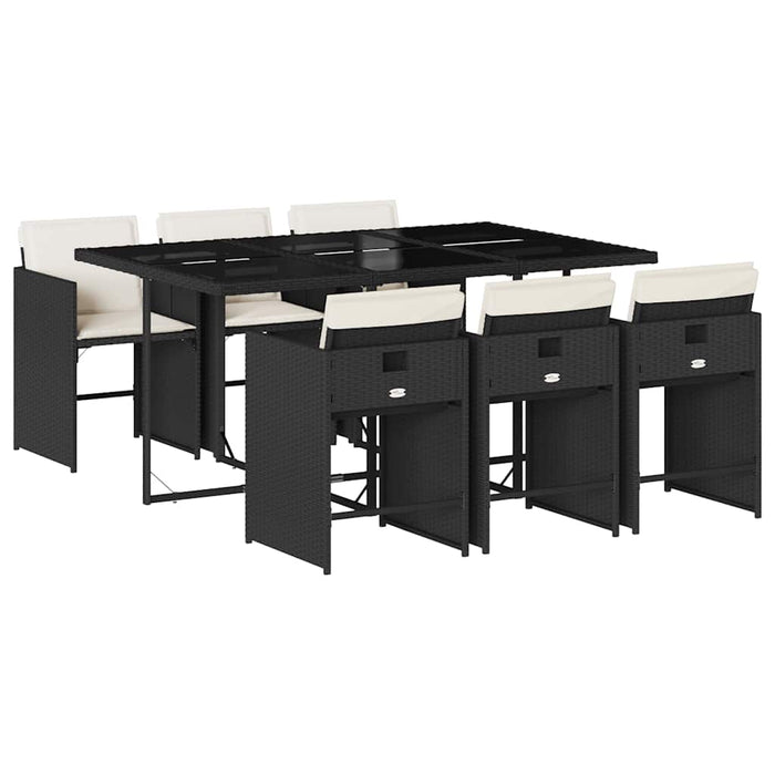 Set mobilier de grădină cu perne, 7 piese, negru, poliratan - WALTI WALTI