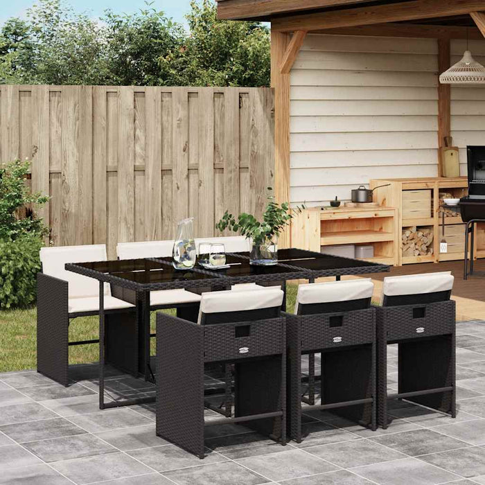 Set mobilier de grădină cu perne, 7 piese, negru, poliratan - WALTI WALTI