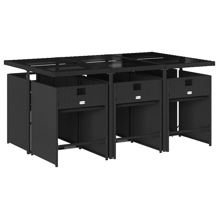 Set mobilier de grădină cu perne, 7 piese, negru, poliratan - WALTI WALTI