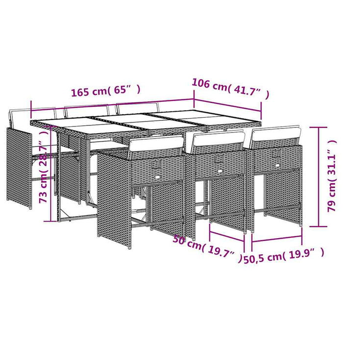 Set mobilier de grădină cu perne, 7 piese, negru, poliratan - WALTI WALTI