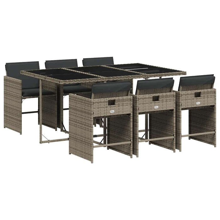 Set mobilier de grădină cu perne, 7 piese, gri, poliratan - WALTI WALTI